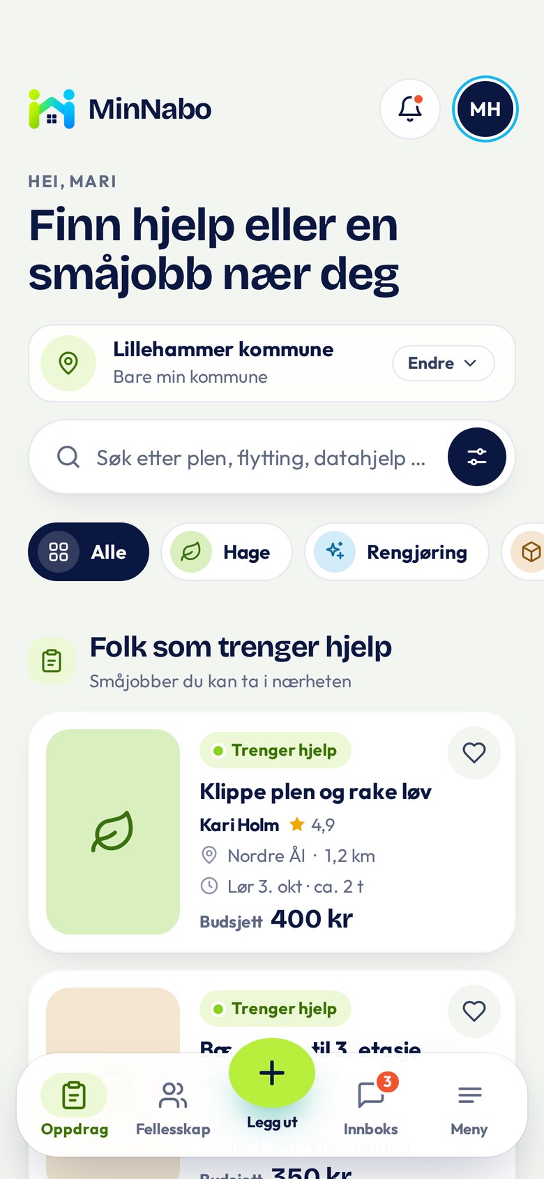MinNabo-appen: Oppdrag nær deg
