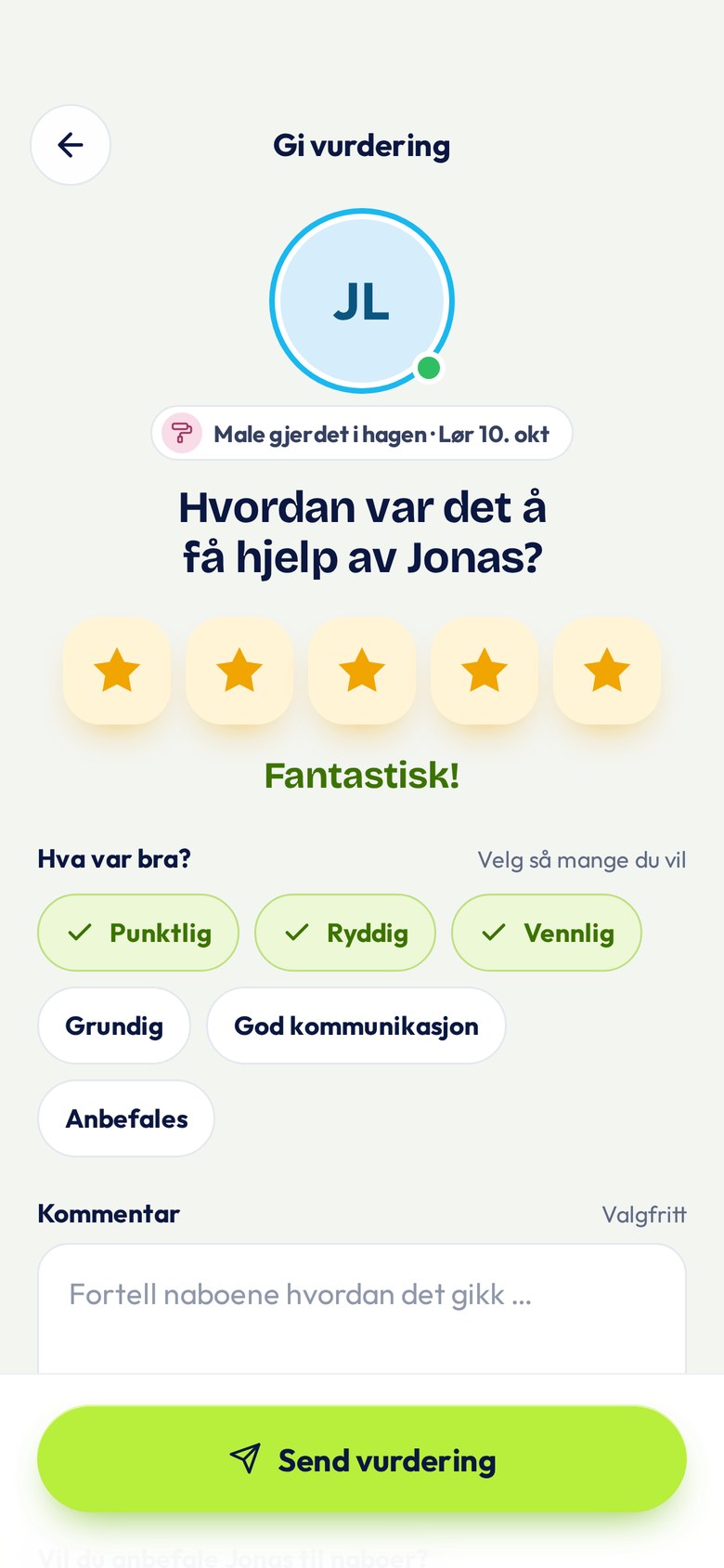 Vurdering i appen